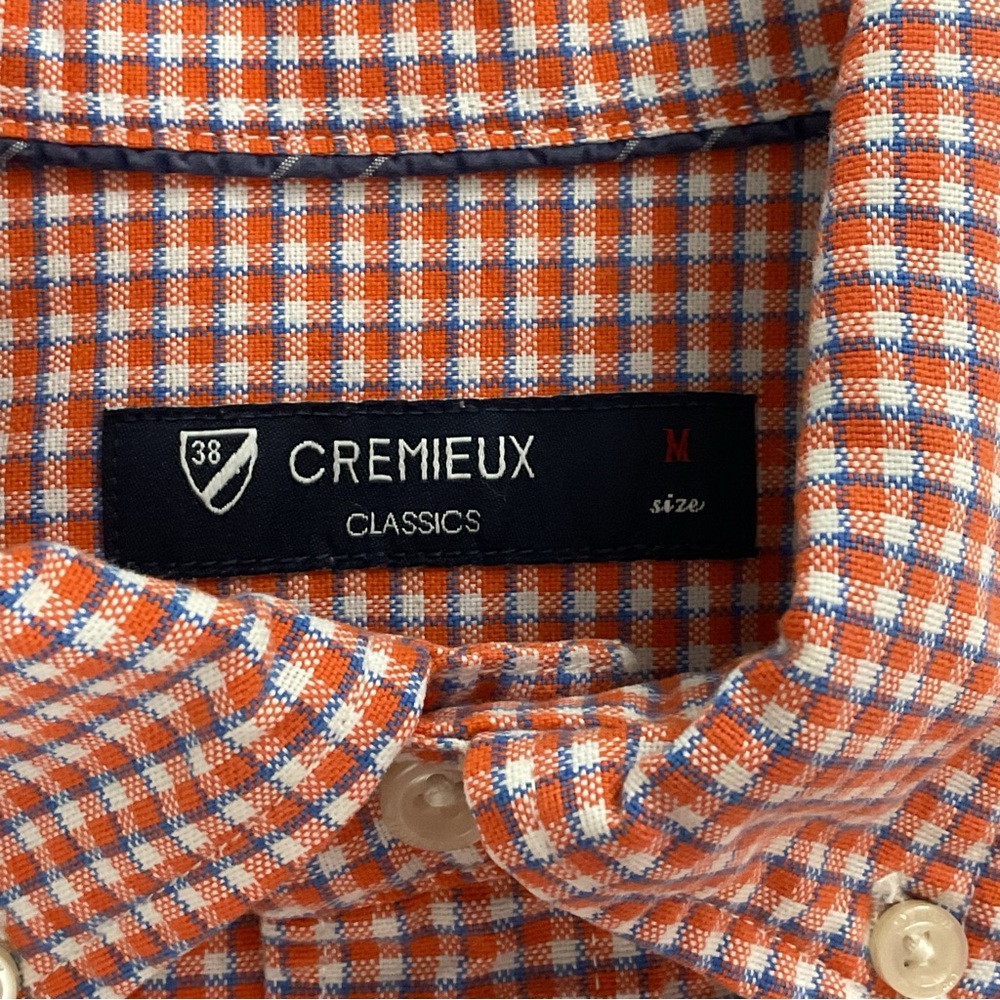 CREMIEUX Classic Men’s Orange/Blue Plaid Button Down Shirt - Picture 3 of 6